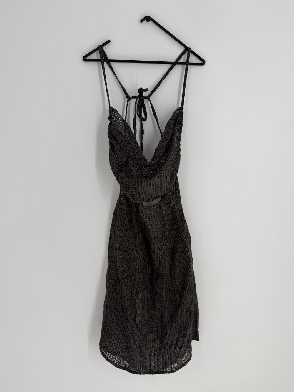 Le Kasha Kharga Detachable Convertible Linen Sheer Weave Dress Set In Charcoal - Picture 2 of 11